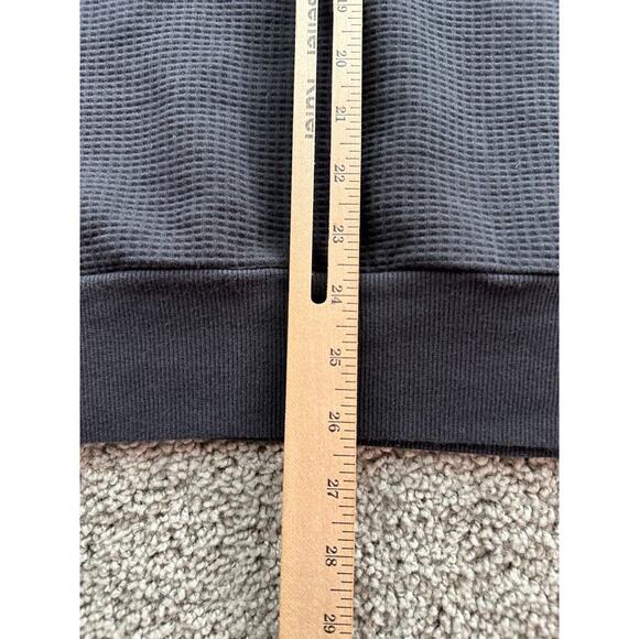Adidas Hoodie Mens Large Black Waffle Knit Trim 1/4 Zip Pullover Sweatshirt * - Picture 11 of 13